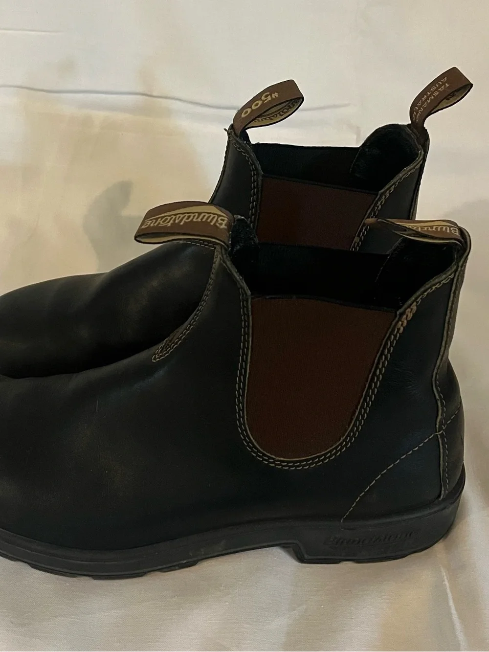 Blundstone Black Leather Chelsea Boots with Brown Elastic Panels